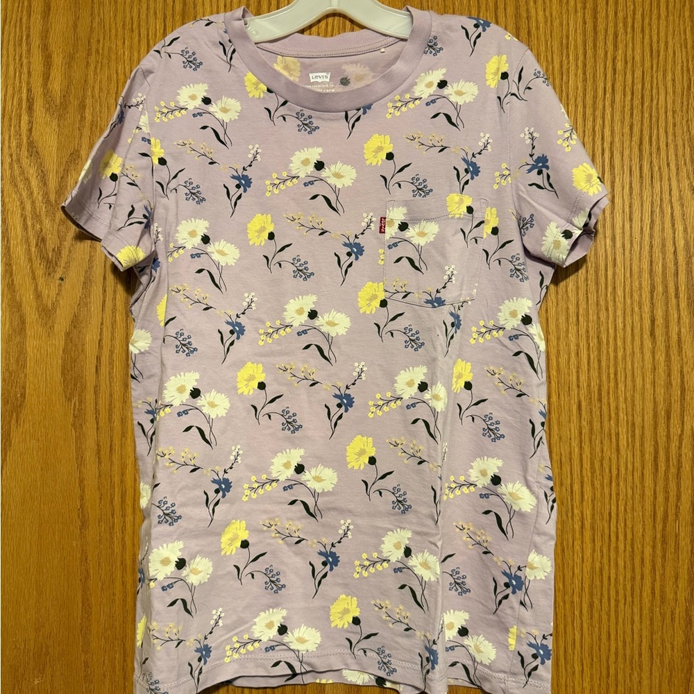 Levi's Floral Tee in Lavender and Yellow
